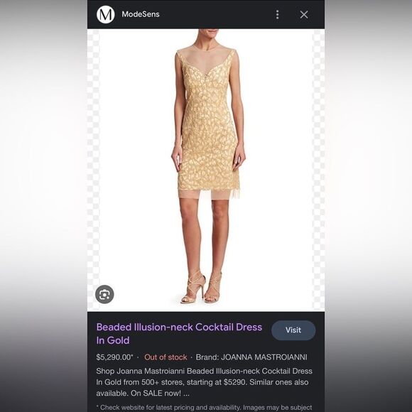 JOANNA MASTROIANNI Beaded Illusion-Neck Cocktail Dress size 2 - Picture 12 of 13